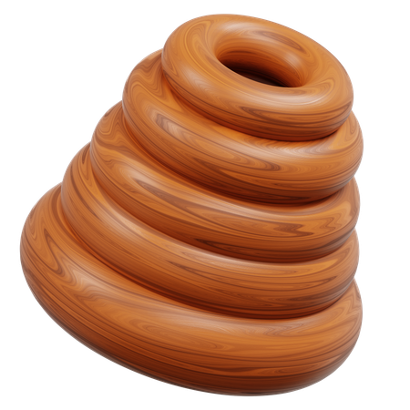 Stacked Rings With Wood Grain Texture In A Cone Shape  3D Icon