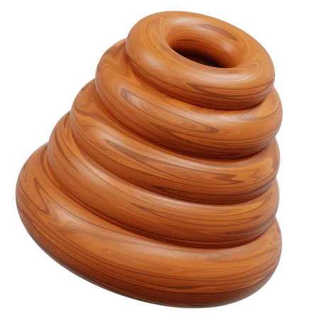 Stacked Rings With Wood Grain Texture In A Cone Shape  3D Icon