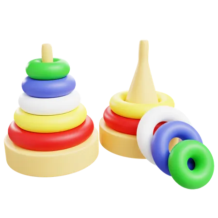 3 D Stacking Ting Toy With Isolated Background 3D Icon