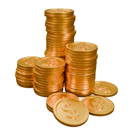 Stacks Of Gold Dollars  3D Icon