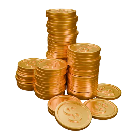 Stacks Of Gold Dollars  3D Icon