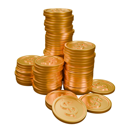 Stacks Of Gold Dollars  3D Icon