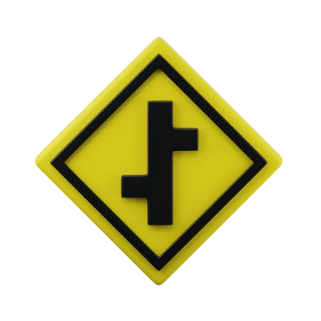 Staggered junction sign 3D Icon  3D Icon