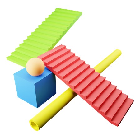 Stair and Sphere Abstract shape  3D Icon