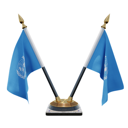 Porte-drapeau à double bureau des Nations Unies  3D Flag