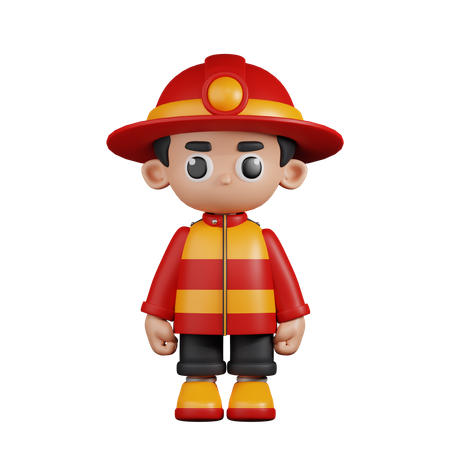 Standing Fireman  3D Illustration