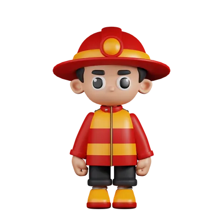 Standing Fireman  3D Illustration
