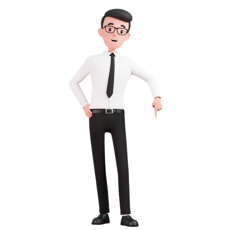 Standing Man pointing down  3D Illustration