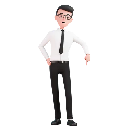 Standing Man pointing down  3D Illustration