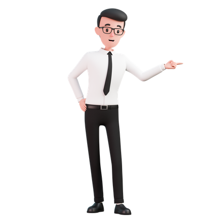 Standing Man pointing side  3D Illustration