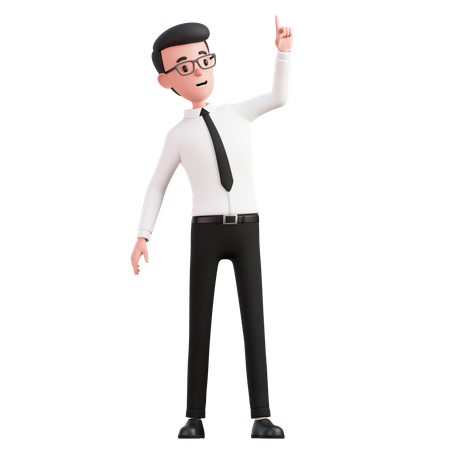 Standing man points up  3D Illustration