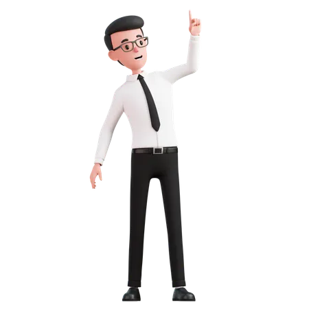 Standing man points up  3D Illustration