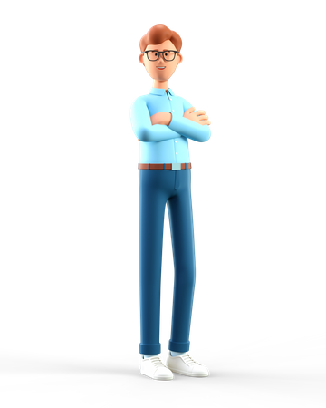 Man with folded arms 3D Illustration