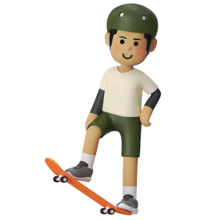 Standing Pose Skateboard Boy  3D Icon