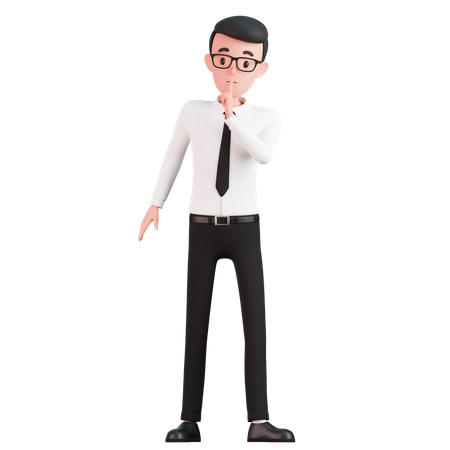 Standing shhh  3D Illustration