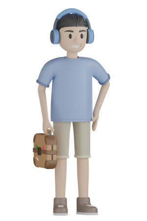 Standing Tourist  3D Illustration