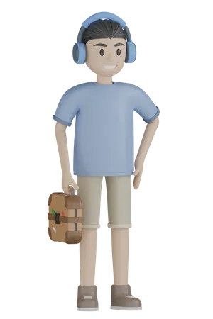 Standing Tourist  3D Illustration