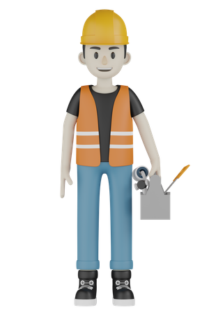 Standing Worker  3D Illustration