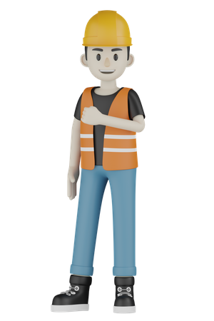 Standing Worker  3D Illustration