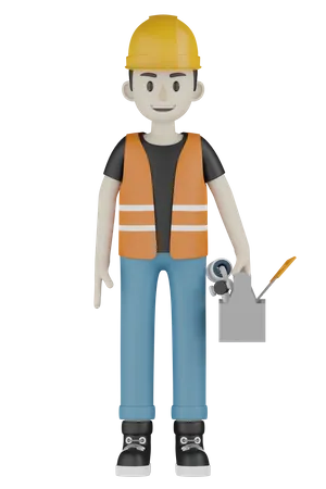 Standing Worker  3D Illustration