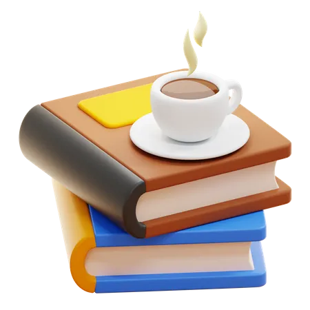 Stapel Bücher und Kaffee  3D Icon