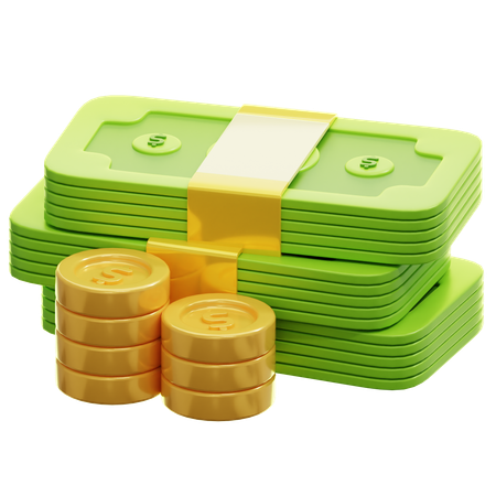 Stapel von Geld und Münzen  3D Icon