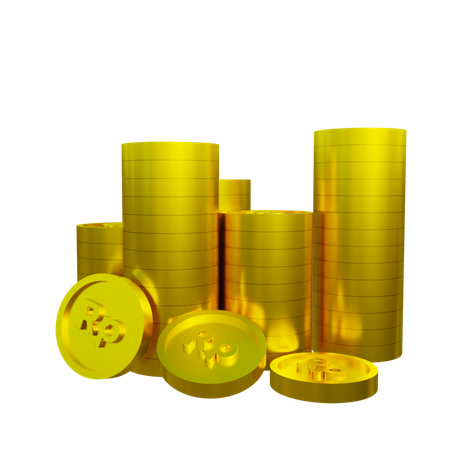 Stapel indonesischer Goldmünzen  3D Icon