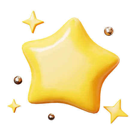 3 D Cute Cartoon Big Star And Little Star Sparkles Metal Dust Light In Universe Starry Space Sky Milky Way Galaxy Science Fiction And Comic Galaxy Space Concept 3D Icon