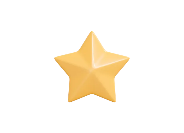 Yellow Glossy And Shiny Star Rating Or Grade Icon For Games Or Website User Feedback 3D Illustration