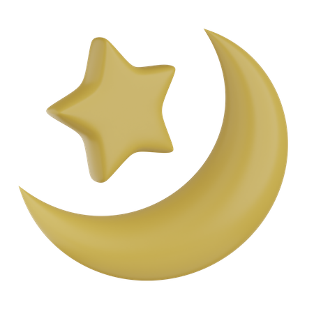 Star And Crescent Moon  3D Icon