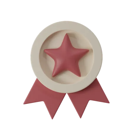 3 D Quality Guarantee Medal With Star And Ribbon 3D Icon