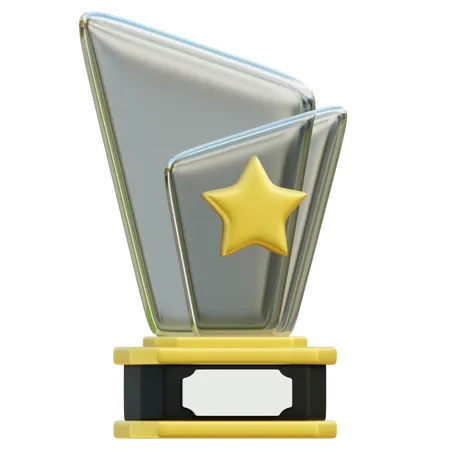 3 D Modern Glass Trophy With A Golden Star Symbolizing Exceptional Achievement And Recognition In Corporate Or Creative Fields 3D Icon