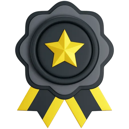 3 D Medal With Star And Ribbon Icon Render Medal For Quality Certificate Best Product And Winner Concept 3D Icon