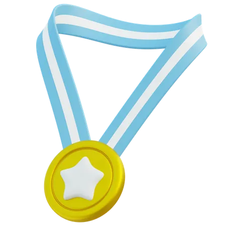 A 3 D Rendering Of A Medal With A Star Badge On A Blue And White Ribbon Symbolizing Recognition And Achievement 3D Icon