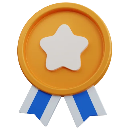 3 D Rendering Yellow Star Medal Isolated 3D Icon