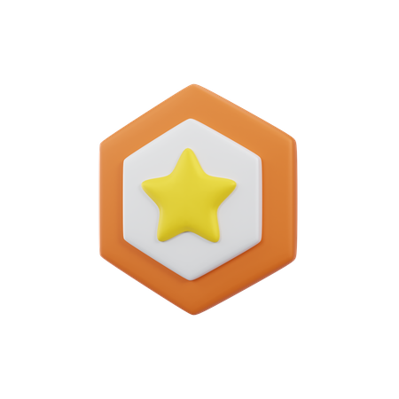 Star Badge Orange  3D Icon