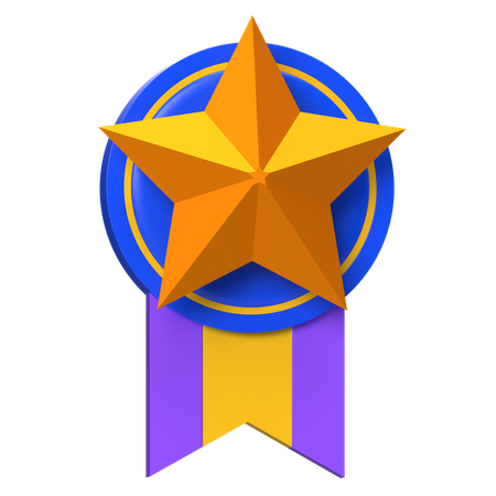 Star Badge Ribbon  3D Icon