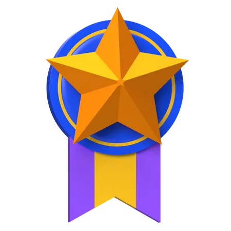 Star Badge Ribbon  3D Icon