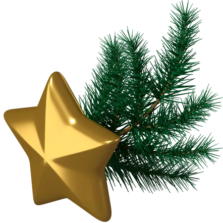 Star Branch for Christmas  3D Illustration