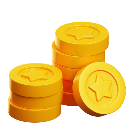 Star Coin stack  3D Icon