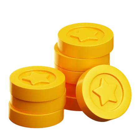 Star Coin stack  3D Icon