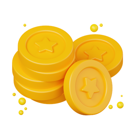 Star Coin Stack  3D Illustration