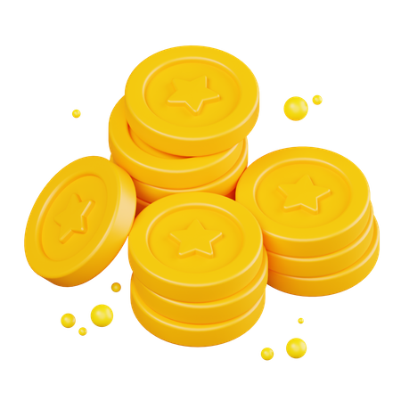 Star Coins Stack  3D Illustration