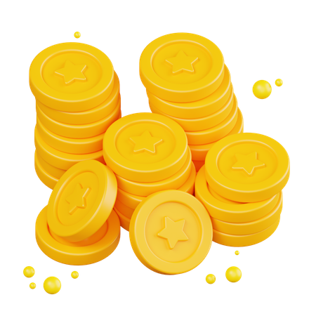 Star Coins Stack  3D Illustration