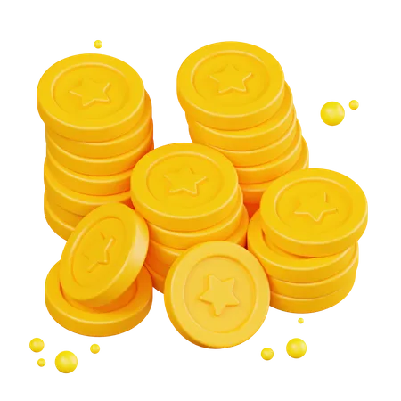 Star Coins Stack  3D Illustration