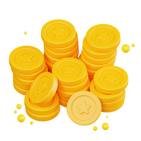 Star Coins Stack  3D Illustration