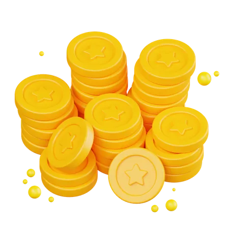 Star Coins Stack  3D Illustration