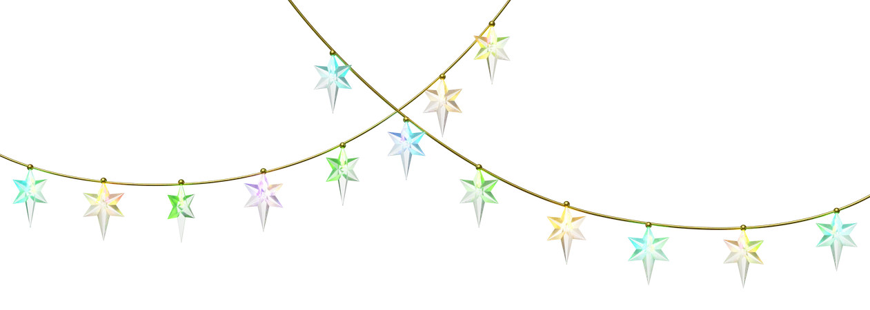 Merry Christmas And Happy New Year With Clear Glass Lantern Garland Star Decoration Party Banner 3 D Illustration 3D Icon