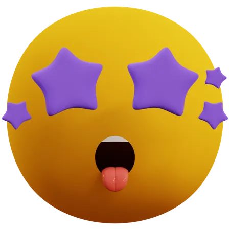 Star Eyes Emoticon  3D Icon