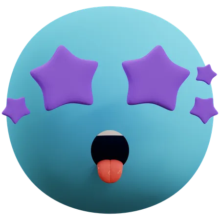 Star Eyes Emoticon  3D Icon